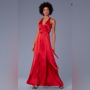 BNWT Red DVF wrap gown size 6